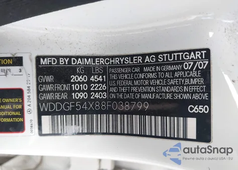 2008 Mercedes-Benz C 300 Luxury/Sport из США, поврежденный, VIN WDDGF54X88F038799